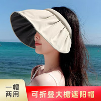mikibobo 贝壳帽防晒帽遮脸遮阳防紫外线太阳帽大檐可折叠无顶帽AC