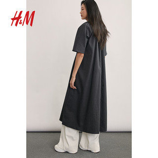 H&M2024春季女装抽绳设计连衣裙1233305 黑色 170/104