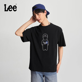 Lee24春夏舒适圆领印花男女同款短袖T恤LUT0077323RX 黑色（尺码偏大，拍小一码） S