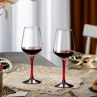 格娜斯(CRISTALGLASS)波尔多红酒杯套装家用高脚杯无铅玻璃酒具葡萄酒杯黑底350ml两只 红杆波尔多350ml两只