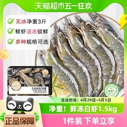 喵满分 大虾鲜活白虾1.5kg(净重)超大青虾冷冻速冻海对虾海鲜水产