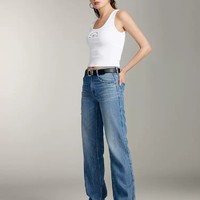 MISS SIXTY 2024夏季新款牛仔裤女含天丝复古磨白直筒裤休闲风百搭