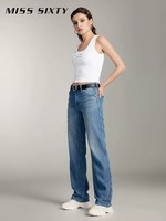 MISS SIXTY 2024夏季新款牛仔裤女含天丝复古磨白直筒裤休闲风百搭