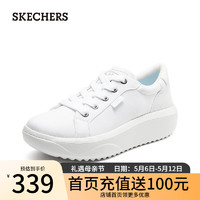 斯凯奇（Skechers）夏季女子一脚蹬休闲鞋厚底百搭小白鞋114750 白色/WHT 36.5