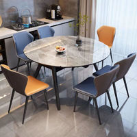 嗯哼匠岩板餐桌现代简约家用小户型餐桌椅组合可伸缩饭桌子可变圆桌 单餐桌 130cm
