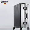 WORLD GEOGRAPHY 世界地理 德国行李箱男女26英寸铝框旅行箱杯架拉杆箱万向轮密码箱 深空灰