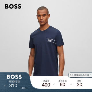 BOSS（服装） BOSS男士徽标印花棉质短袖T恤 405-深蓝色 EU:XL
