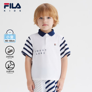 fila斐乐儿童童装2024春季小童男童短袖polo短t类 标准白-wt 120【报