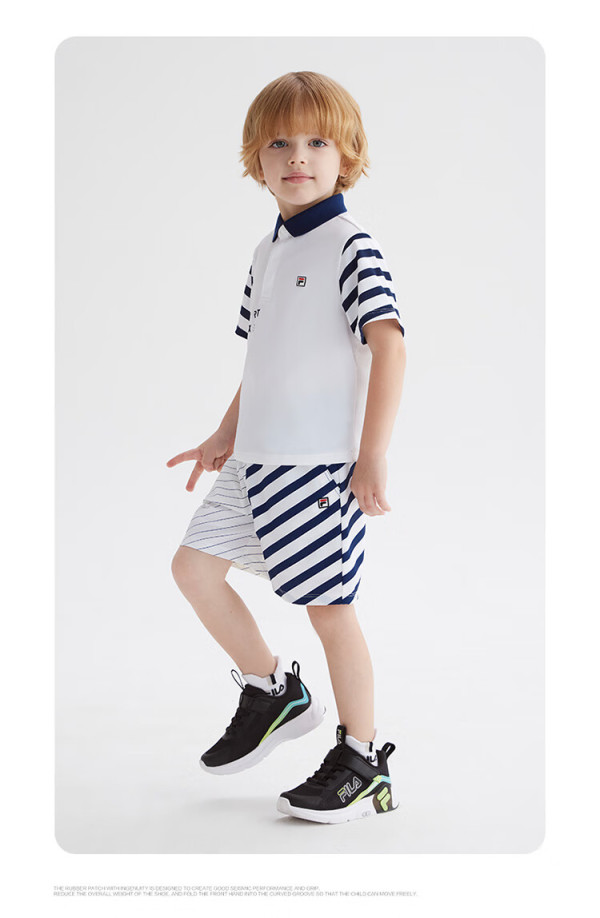 fila斐乐儿童童装2024春季小童男童短袖polo短t类 标准白-wt 120【报