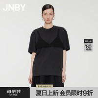 江南布衣 JNBY24夏T恤宽松圆领短袖5O5114410 001/本黑 S