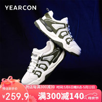 YEARCON 意尔康 男鞋2024男士板鞋厚底面包鞋系带运动休闲鞋 96438W 白/绿 40