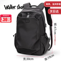 Walker Shop 奥卡索 双肩包男士新款轻便大容量商务休闲电脑背包旅行包 经典黑15.6寸