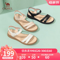 CAMEL 骆驼 凉鞋女母亲节礼物夏季新款一字带休闲平底妈妈鞋 L23M076073米白 37