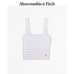 Abercrombie & Fitch 女装 24春夏基本款美式风小麋鹿时尚条纹辣妹背心 359014-1 白色条纹 XXS (160/80A)