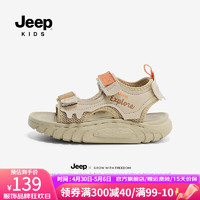 Jeep凉鞋女童防滑夏款2024沙滩鞋中大童小女孩运动时尚儿童鞋 琥珀棕 34码 鞋内长约21.5cm