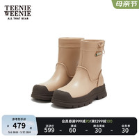 Teenie Weenie小熊2024年夏季撞色雨靴通勤时尚靴休闲户外短靴 卡其色 38
