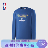 NBA 球队文化系列-湖人队 篮球训练投篮热身服舒适长袖T恤男运动上衣 金州勇士/藏青色 XL