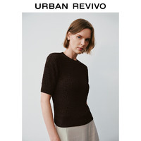 URBAN REVIVO 女士复古休闲圆领短袖针织衫 UWH940055 深棕色 XS