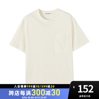 美特斯邦威（Meters Bonwe）短袖T恤男2024夏季针织凉感舒适精棉口袋装饰上衣 米白色 160/XS