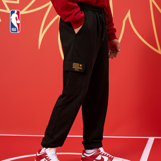 NBA 龙年系列 宽松黑色中性棉质长裤男裤秋冬运动休闲长裤 M