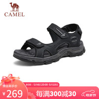 骆驼（CAMEL）男士户外轻透增高休闲沙滩凉鞋 G14M307636 黑色 39