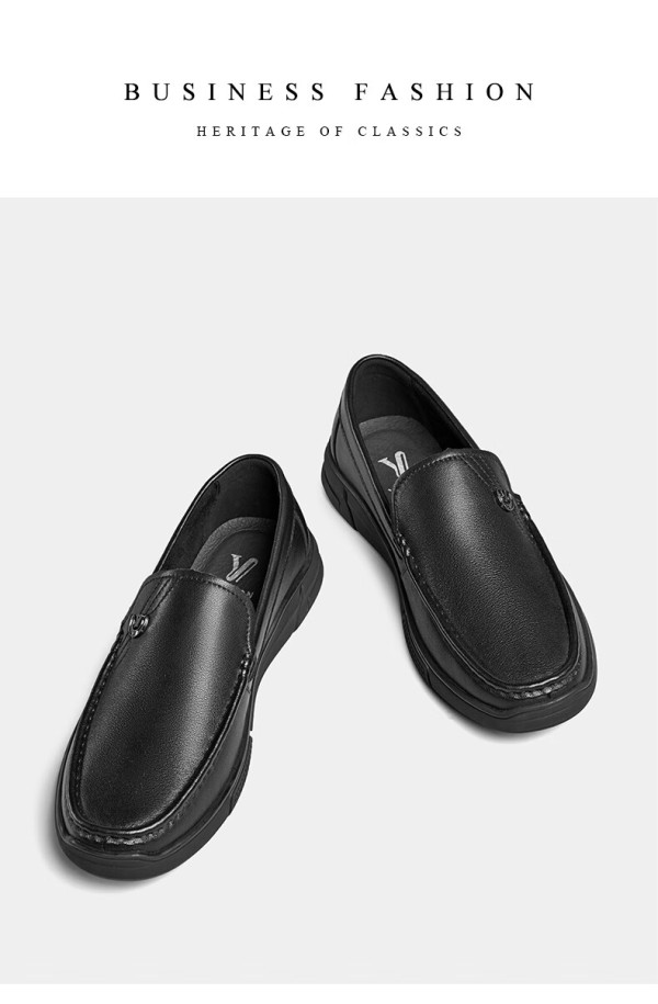 意尔康男鞋豆豆鞋套脚舒适软面驾车鞋休闲单鞋男 97717w 黑色 42