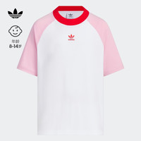 adidas运动上衣短袖T恤女大童夏季阿迪达斯三叶草JI9847 白/粉红 134CM