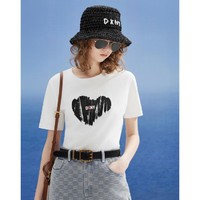 DKNY 唐可娜儿 设计感爱心涂鸦LOGO短袖女式T恤2024春夏