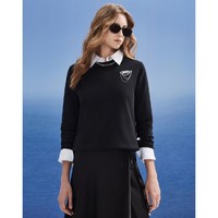 DKNY 唐可娜儿 设计感胸针式印花长袖圆领女式卫衣2024春夏