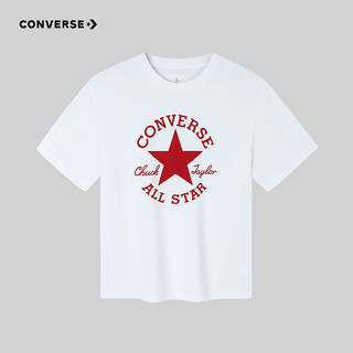 匡威（Converse）儿童套装男童T恤短袖短裤2024夏季薄款女童夏装中大童运动2件套 纯白色 160/76