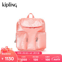 Kipling【母亲节】女款2024春季潮流书包双肩背包ANTO S 华丽橘粉
