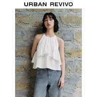 URBAN REVIVO 甜系少女叠层荷叶边系带罩衫衬衫 UWL240035 本白 S