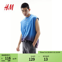 H&M男装背心2024夏季男士舒适简约休闲宽松印花背心1222937 蓝色/瑞克和莫蒂 175/108A L