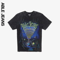 ABLE JEANS 男士复古街头叛逆摇滚宽松T恤 陨石灰 XL