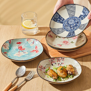 日式方盘陶瓷盘子菜盘家用2024小碟子轻奢餐具高级感餐盘深盘