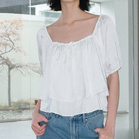 URBAN REVIVO 女士温柔气质系带灯笼袖短款罩衫衬衫 UWG240085 本白 L