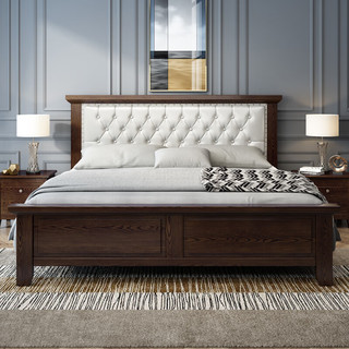 昌柏 美式实木床 床+椰棕床垫 1.8米*2米框架床
