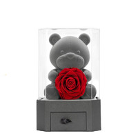 RoseBox 玫瑰盒子 永生花玫瑰花熊礼盒母亲节520情人节生日礼物结婚纪念日送女朋友