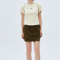 URBAN REVIVO 女士明线设计感刺绣T恤 UWV440127 米白 XL