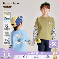 Paw in Paw PawinPaw卡通小熊童装24年春夏男童舒适假两件长袖T恤