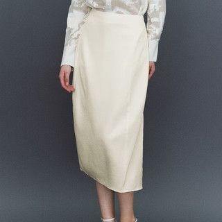 URBAN REVIVO 女士优雅气质质感开衩长款半裙 UWG540037 米白 M