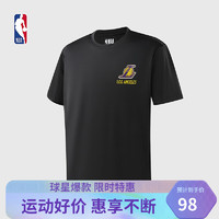 NBA 球队文化系列中性短袖男女同款运动休闲圆领速干T恤 湖人队/黑色 L
