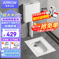 箭牌（ARROW） 蹲便器蹲坑式家用蹲厕便池蹲坑卫生间大便器套装 AE5003CE不带弯后排+AS117水箱