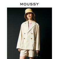 MOUSSY 摩西 春季气质通勤双排扣长袖西装外套女010FS230-0710