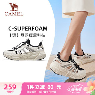 CAMEL 骆驼 厚底增高清凉透气轻便休闲运动凉鞋男 K14B02L6053 米白/黑 43