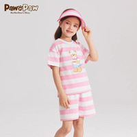 PawinPaw卡通小熊童装2024年夏季男女童条纹短袖套装 Navy藏青色/59 120