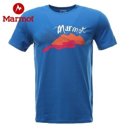 Marmot 土撥鼠 夏季戶外休閑透氣印花中性圓領棉T恤男女同款短袖