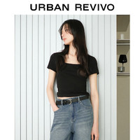URBAN REVIVO 女士复古休闲洗水牛仔短裤 UWG840156 蓝色 26