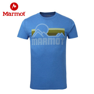 Marmot 土拨鼠 夏季运动户外露营休闲男款棉质弹力透气短袖圆领T恤