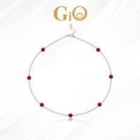 GiO珠宝 天然淡水珍珠小米珠红色玛瑙满天星项链锁骨链女新年礼物